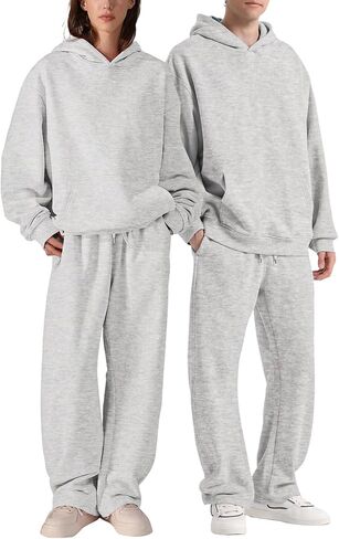 Wyeysyt Wide-Leg Pants Women, Baggy Barrel Sweatpants with Pockets& Drawstring, Cotton Women's Sweatpants in Saudi Arabia