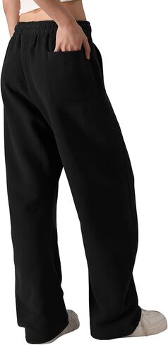 Wyeysyt Wide-Leg Pants Women, Baggy Barrel Sweatpants with Pockets& Drawstring, Cotton Women's Sweatpants in Saudi Arabia