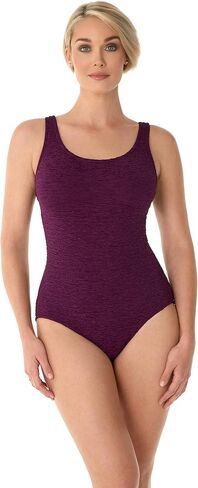 Penbrooke Women's Krinkle Chlorine-Proof Cross Back Maillot One Piece Swimsuit in Saudi Arabia
