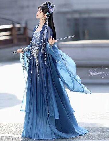 Womens Hanfu Dress Chinese Tang Dynasty Embroidered Hezi Skirt Traditional Ancient Han Costume Fairy Skirt in Saudi Arabia