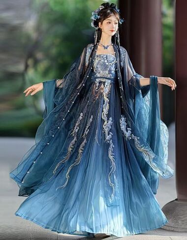 Womens Hanfu Dress Chinese Tang Dynasty Embroidered Hezi Skirt Traditional Ancient Han Costume Fairy Skirt in Saudi Arabia