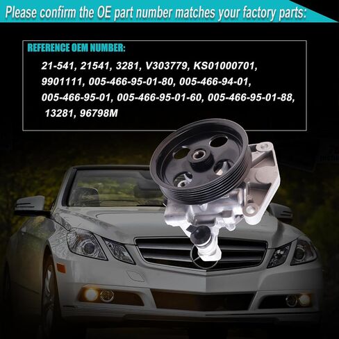 Power Steering Pump, with Pulley & Bracket, Compatible with C300 2011-2012, C350 2011, E350/E550 2010-2011, 3.0L 3.5L 5.5L Flex/Gas Replacement for 21541, 3281, V303779, KS01000701 in Saudi Arabia