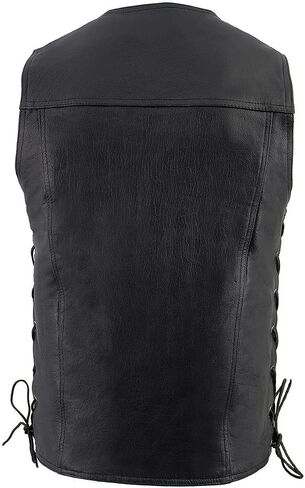 Milwaukee Leather Men Men's Premium Leather Classic V-Neck Motorcycle Rider Vest-X-Large in Saudi Arabia