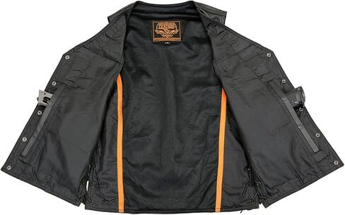 Milwaukee Leather Men Men's Premium Leather Classic V-Neck Motorcycle Rider Vest-X-Large in Saudi Arabia