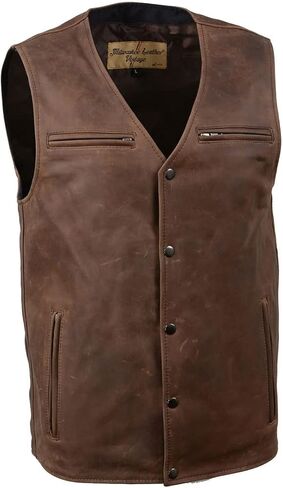 Milwaukee Leather Men's Premium Leather Classic V-Neck Motorcycle Rider Vest - X-Large in Saudi Arabia