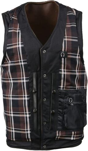 Milwaukee Leather Men's Premium Leather Classic V-Neck Motorcycle Rider Vest - X-Large in Saudi Arabia