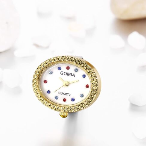 JewelryWe Novelty Finger Watch Classic Oval Colorful Dial Quartz Adjustable Open Rings Watches for Men Women in Saudi Arabia