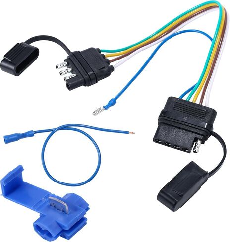 4 دبوس إلى 5 دبوس محول مقطورة ، محول الأسلاك المقطورات 7.48 "4 الطريق إلى محول تسخير الأسلاك المسطح المسطح مع موصل وسلك توصيل لمقطورات القوارب الفرامل in Kuwait