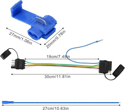 4 دبوس إلى 5 دبوس محول مقطورة ، محول الأسلاك المقطورات 7.48 "4 الطريق إلى محول تسخير الأسلاك المسطح المسطح مع موصل وسلك توصيل لمقطورات القوارب الفرامل in Kuwait