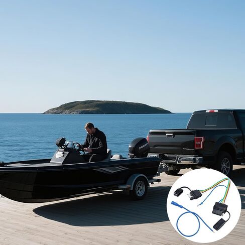 4 دبوس إلى 5 دبوس محول مقطورة ، محول الأسلاك المقطورات 7.48 "4 الطريق إلى محول تسخير الأسلاك المسطح المسطح مع موصل وسلك توصيل لمقطورات القوارب الفرامل in Kuwait