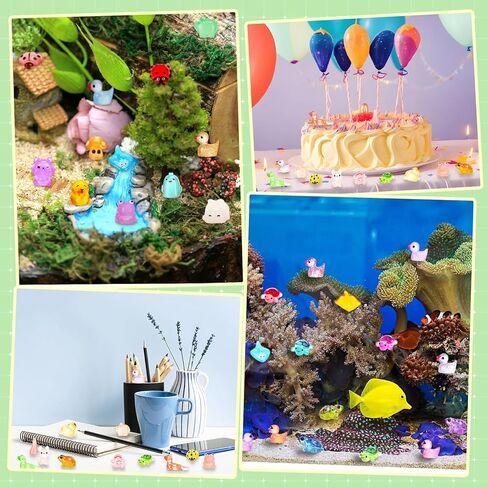 154 قطعة من تماثيل الراتنج الصغيرة المضيئة من Outus تتوهج في الظلام، حيوانات صغيرة، البط، الضفدع، الفطر، الخنزير، السحلية، حيوانات صغيرة متوهجة من أجل حديقة DIY، منظر طبيعي صغير، بيت الدمى، تزيين النباتات بوعاء in Kuwait