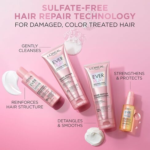 L'Oreal Paris EverPure Sulfate-Free Vegan Hair Care Kit - Shampoo and Conditioner to Strengthen and Repair Hair Bonds (Packaging May Vary) in Kuwait