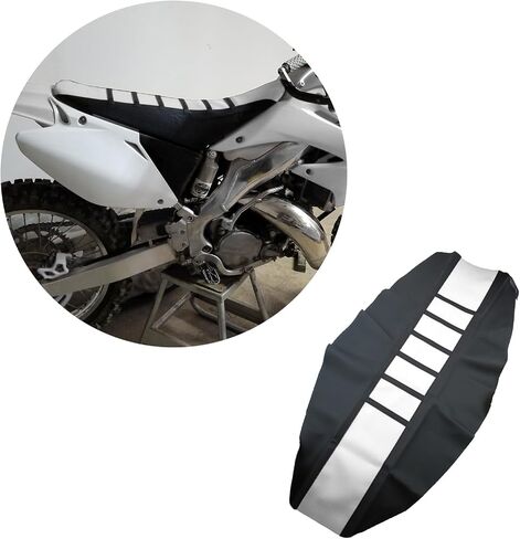 Universal Motorcycle Seat Cover Non-Slip Suitable Rubber Striped Seat Covers Soft for YZ125 YZ250 YZ450F WR250F WR450F WR400F XTZ125 YZ WR TTR 125 250 Dirt Pit Bike Off Road Motorbike (White) in Kuwait