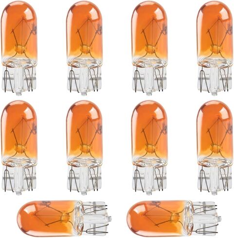 10PCS T10 Car Brake Light Bulb, 12V 5W Flat Foot Mini Lights, Quartz Glass Instrument Lights, Plug and Play Indicator Lights, Car Brake Light Turn Light Bulbs Lighting Accessories (T10) in Kuwait