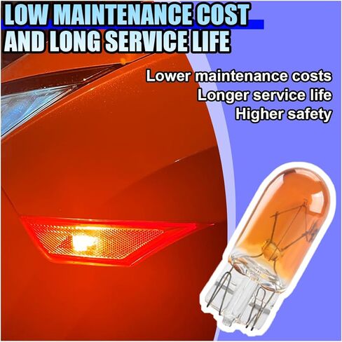 10PCS T10 Car Brake Light Bulb, 12V 5W Flat Foot Mini Lights, Quartz Glass Instrument Lights, Plug and Play Indicator Lights, Car Brake Light Turn Light Bulbs Lighting Accessories (T10) in Kuwait