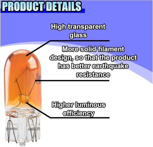 10PCS T10 Car Brake Light Bulb, 12V 5W Flat Foot Mini Lights, Quartz Glass Instrument Lights, Plug and Play Indicator Lights, Car Brake Light Turn Light Bulbs Lighting Accessories (T10) in Kuwait