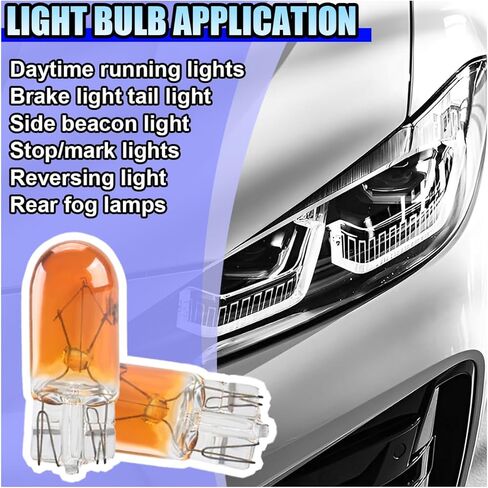 10PCS T10 Car Brake Light Bulb, 12V 5W Flat Foot Mini Lights, Quartz Glass Instrument Lights, Plug and Play Indicator Lights, Car Brake Light Turn Light Bulbs Lighting Accessories (T10) in Kuwait