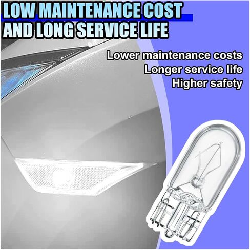 10pcs T10 Car Brake Light Light ، 12V 5w Foot Foot Mini Lights ، Quartz Glass Entergle Lights ، Live and Play Lights ، Light Brake Light Trend Light Lights Exclues (T10) in Kuwait