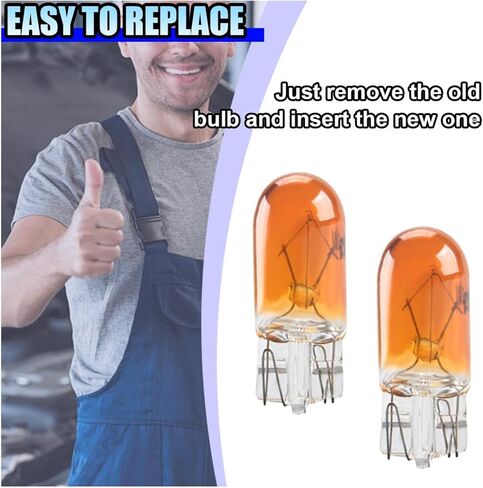 10PCS T10 Car Brake Light Bulb, 12V 5W Flat Foot Mini Lights, Quartz Glass Instrument Lights, Plug and Play Indicator Lights, Car Brake Light Turn Light Bulbs Lighting Accessories (T10) in Kuwait