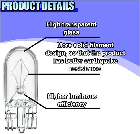 10pcs T10 Car Brake Light Light ، 12V 5w Foot Foot Mini Lights ، Quartz Glass Entergle Lights ، Live and Play Lights ، Light Brake Light Trend Light Lights Exclues (T10) in Kuwait