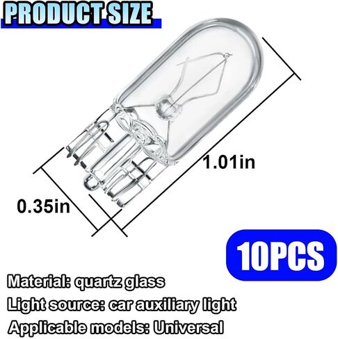 10pcs T10 Car Brake Light Light ، 12V 5w Foot Foot Mini Lights ، Quartz Glass Entergle Lights ، Live and Play Lights ، Light Brake Light Trend Light Lights Exclues (T10) in Kuwait