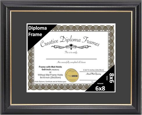 إطارات الصور الإبداعية 14 "× 17" Rockefeller Black مع إطار دبلوم حافة الذهب ، يعرض شهادة 14 "× 17" أو وثيقة 16 "× 20" بدون حصيرة ، إطار شهادة جامعية ، زجاج كامل ، حصيرة أسود in Saudi Arabia