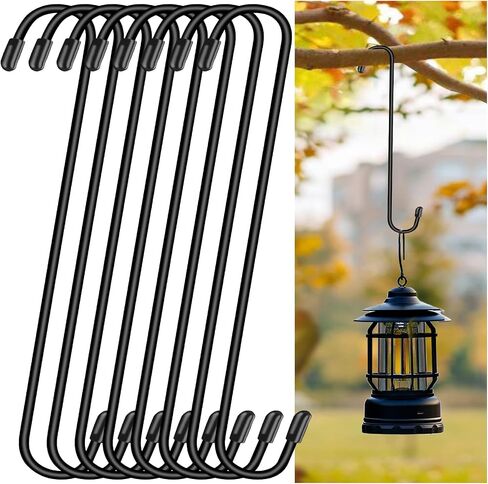 6P 12 Inch Large S Hooks for Hanging Plants,Black Extra Matel Heavy Duty Hook for Hang Brsket,Bird House,Clothes,Kitchenware in Saudi Arabia