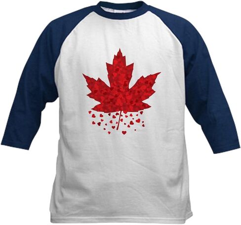 Cafepress Red Maple Leaf Kids Baseball Jersey Kids Cotton Baseball Jersey ، 3/4 Raglan Sleeve Shirt in Saudi Arabia