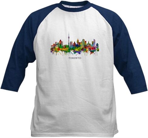 Cafepress Toronto Canada Skyline Baseball Jersey Kids Cotton Baseball Jersey ، 3/4 Raglan Sleeve Shirt in Saudi Arabia