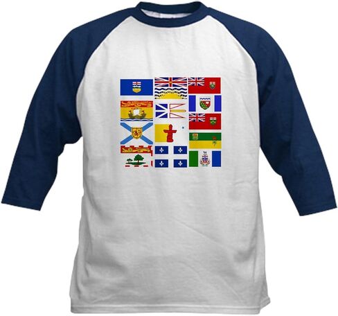 CafePress Canadian Provinces Baseball Jersey Kids Cotton Baseball Jersey, 3/4 Raglan Sleeve Shirt in Saudi Arabia