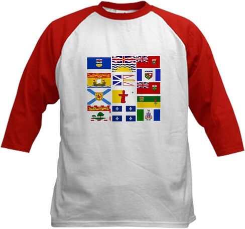 CafePress Canadian Provinces Baseball Jersey Kids Cotton Baseball Jersey, 3/4 Raglan Sleeve Shirt in Saudi Arabia