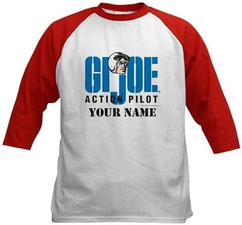 CafePress Custom Personalized GI Joe Action Pilot Baseball Jersey Kids Cotton Baseball Jersey, 3/4 Raglan Sleeve Shirt in Saudi Arabia