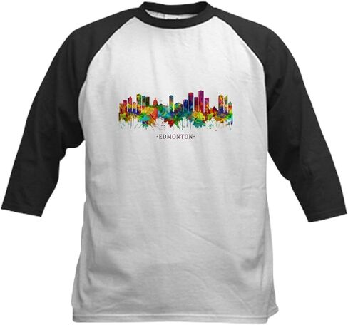 Cafepress Edmonton Canada Skyline Baseball Jersey Kids Cotton Baseball Jersey ، 3/4 Raglan Sleeve Shirt in Saudi Arabia