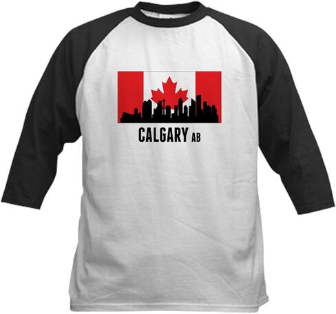 CAFEPRESS CALGARY AB Canadian Flag Baseball Jersey Kids Cotton Baseball Jersey ، 3/4 Raglan Sleeve Shirt in Saudi Arabia