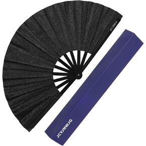 13.5inch Fans for Line Dancing,Boots on The Ground Hand Fan,Clacking Fans for Women Foldable,Large Popping Fan for Dance,Rave Handheld Folding Fan, Decoration(Black) in Saudi Arabia