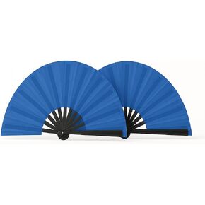 2PCS Folding Hand Fans for Line Dancing,Chinese Style Paper Fans with Plastic Handle, Decorative Fans for Women, Rave, Wedding, Party Favors & Performances (Blue) in Saudi Arabia