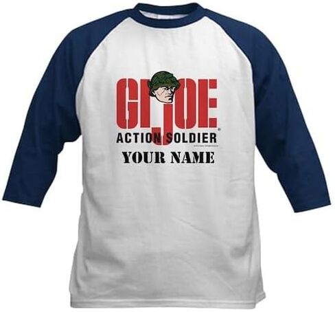 CafePress Custom Personalized GI Joe Action Soldier Baseball Jersey Kids Cotton Baseball Jersey, 3/4 Raglan Sleeve Shirt in Saudi Arabia