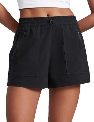 CRZ Yoga Stretch Stretch Shorts for Women 3 "شحنات خفيفة الوزن للسفر الرياضي في الهواء الطلق مع جيوب الرمز البريدي مقاومة الماء in Saudi Arabia