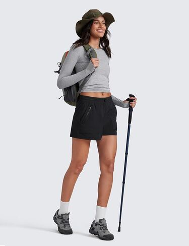CRZ Yoga Stretch Stretch Shorts for Women 3 "شحنات خفيفة الوزن للسفر الرياضي في الهواء الطلق مع جيوب الرمز البريدي مقاومة الماء in Saudi Arabia