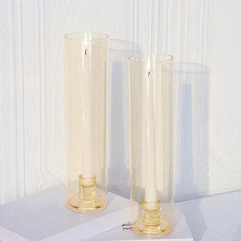 VOHO Hurricane Candlestick Holders Set of 6, Clear Glass Hurricane Candle Holder for Centerpiece Table Decorations, Bottomless Hurricane Glass & Candle Sticks Holder Decor for Wedding, Birthday, Party in Kuwait