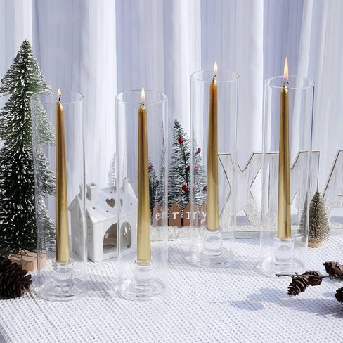 VOHO Hurricane Candlestick Holders Set of 6, Clear Glass Hurricane Candle Holder for Centerpiece Table Decorations, Bottomless Hurricane Glass & Candle Sticks Holder Decor for Wedding, Birthday, Party in Kuwait