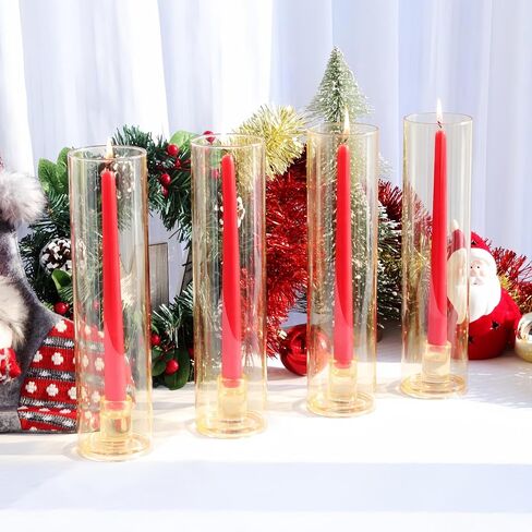 VOHO Hurricane Candlestick Holders Set of 6, Clear Glass Hurricane Candle Holder for Centerpiece Table Decorations, Bottomless Hurricane Glass & Candle Sticks Holder Decor for Wedding, Birthday, Party in Kuwait