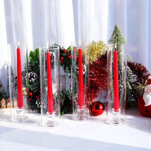 VOHO Hurricane Candlestick Holders Set of 6, Clear Glass Hurricane Candle Holder for Centerpiece Table Decorations, Bottomless Hurricane Glass & Candle Sticks Holder Decor for Wedding, Birthday, Party in Kuwait