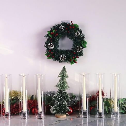 VOHO Hurricane Candlestick Holders Set of 6, Clear Glass Hurricane Candle Holder for Centerpiece Table Decorations, Bottomless Hurricane Glass & Candle Sticks Holder Decor for Wedding, Birthday, Party in Kuwait
