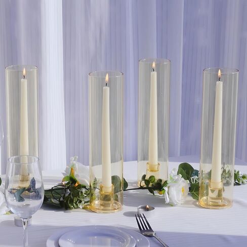 VOHO Hurricane Candlestick Holders Set of 6, Clear Glass Hurricane Candle Holder for Centerpiece Table Decorations, Bottomless Hurricane Glass & Candle Sticks Holder Decor for Wedding, Birthday, Party in Kuwait