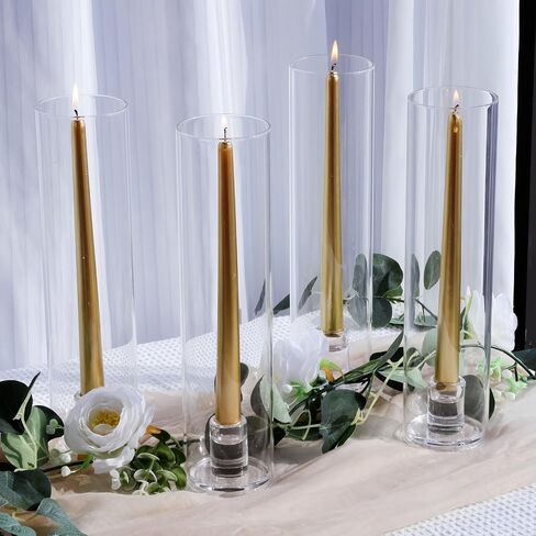 VOHO Hurricane Candlestick Holders Set of 6, Clear Glass Hurricane Candle Holder for Centerpiece Table Decorations, Bottomless Hurricane Glass & Candle Sticks Holder Decor for Wedding, Birthday, Party in Kuwait