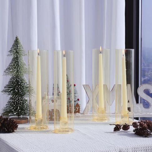 VOHO Hurricane Candlestick Holders Set of 6, Clear Glass Hurricane Candle Holder for Centerpiece Table Decorations, Bottomless Hurricane Glass & Candle Sticks Holder Decor for Wedding, Birthday, Party in Kuwait