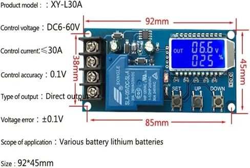 10A 30A 6-60V AD-ASID SOLAR CONTRANT CONTRY MODULE مع مؤشر LED حماية الشحن الرقمي (XY-L30A-30A) in Kuwait