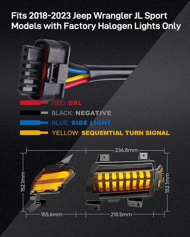 ترقية جديدة للعدسة الدخان LED Fender Light Kit لـ JL Wrangler JT Gladiator ، مصابيح إشارة LED مع استبدال مصابيح DRL و Side Marker لجيب Wrangler JL JT 2018-2023 in Kuwait