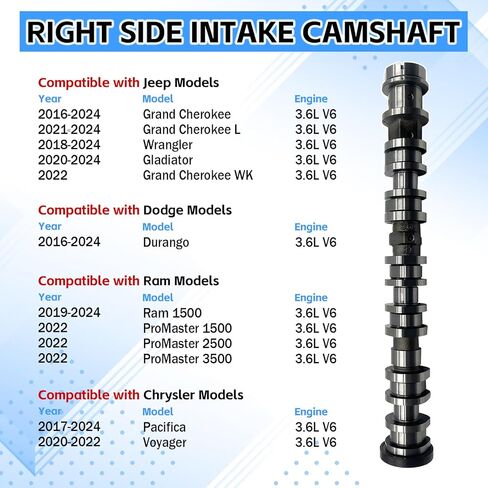 5047913AA Right Side Intake Camshaft Compatible with 2016-2024 Jeep Grand Cherokee/Wrangler Dodge Durango 3.6L,Engine Camshaft Compatible with 2017-2024 Chrysler Pacifica 3.6L V6#5047913AB,5047913AD in Kuwait